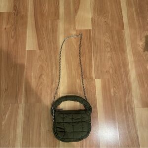 Olive Micro Quilted Chain Shoulder Bag